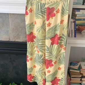 Silk Club Floral Tropical Print Pants